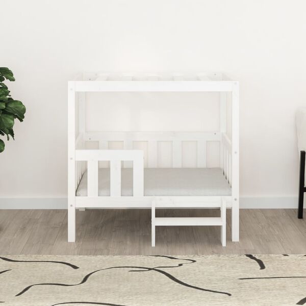 vidaXL Cama para c&atilde;es 95,5x73,5x90 cm madeira de pinho maci&ccedil;a branco