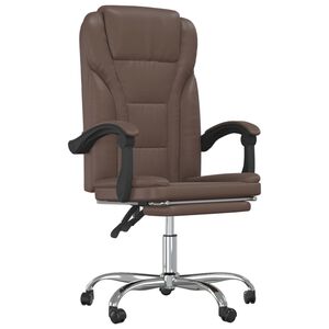 vidaXL Cadeira de escrit&oacute;rio reclin&aacute;vel couro artificial castanho