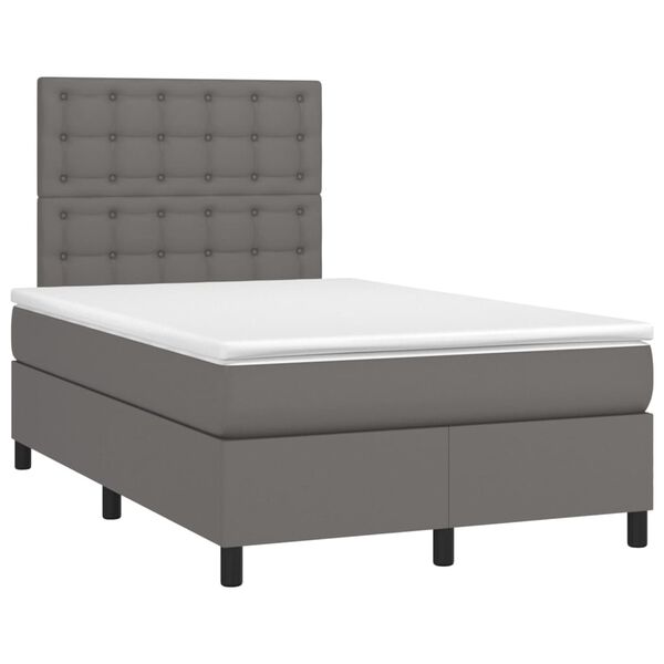 vidaXL Cama boxspring com colch&atilde;o 120x190 cm couro artificial cinzento