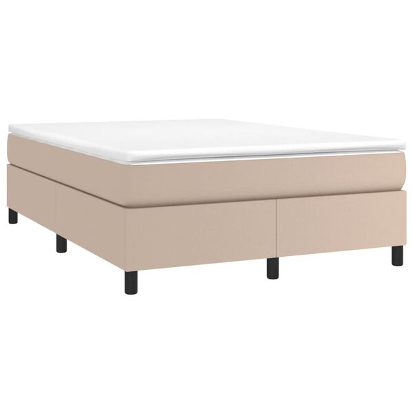 vidaXL Cama com molas/colch&atilde;o 160x200 cm couro artificial cappuccino