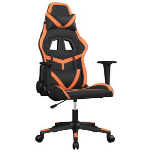 vidaXL Cadeira gaming massagens couro artificial preto e laranja