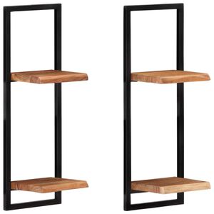 vidaXL Prateleiras de parede 2 pcs 25x25x75 cm ac&aacute;cia maci&ccedil;a e a&ccedil;o