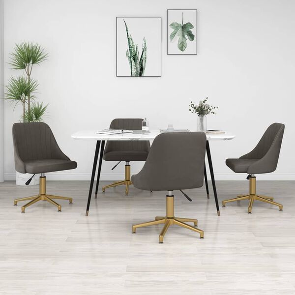 vidaXL Cadeiras de jantar girat&oacute;rias 4 pcs veludo cinzento-escuro