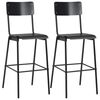 vidaXL Cadeiras de bar 2 pcs contraplacado maci&ccedil;o e a&ccedil;o preto