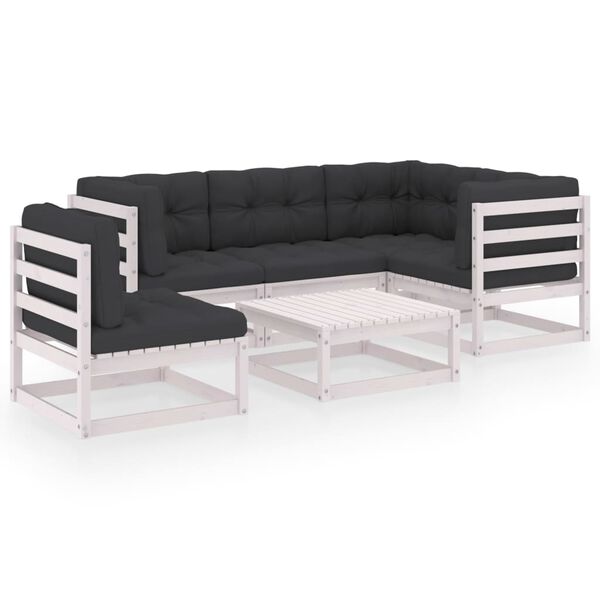 vidaXL 6 pcs conjunto lounge de jardim com almofad&otilde;es pinho maci&ccedil;o