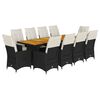 vidaXL 11 pcs conjunto de bistr&ocirc; p/ jardim c/ almofad&otilde;es vime PE preto