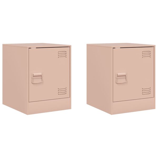 vidaXL Mesas de cabeceira 2 pcs 34,5x39x44 cm a&ccedil;o rosa