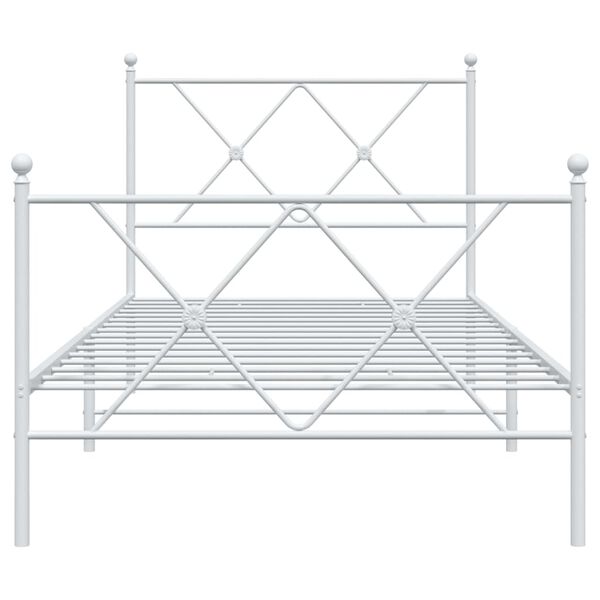vidaXL Estrutura de cama com cabeceira e p&eacute;s 90x190 cm metal branco