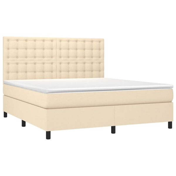 vidaXL Cama com molas/colch&atilde;o 180x200 cm tecido cor creme