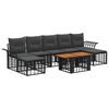 vidaXL Conjunto de Sof&aacute; de Jardim 8 unid. Preto e Cinza Escuro vime PE