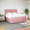 vidaXL Cama com molas/colch&atilde;o 200x200 cm veludo rosa