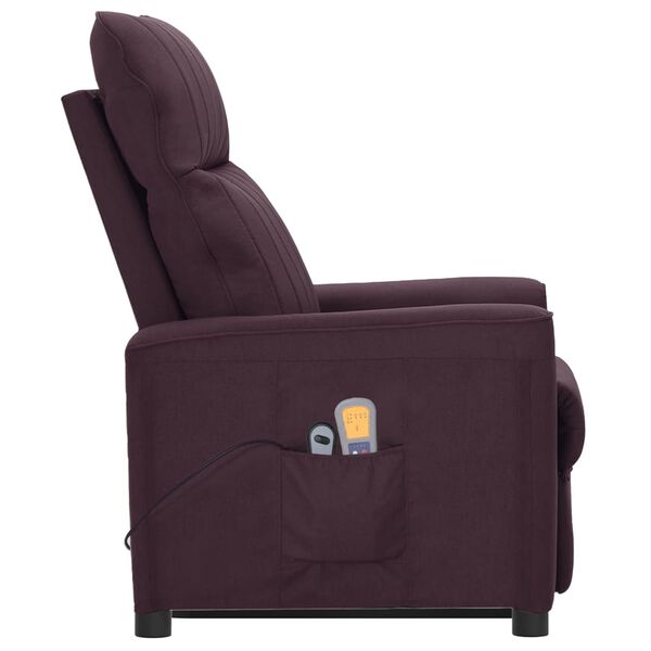 vidaXL Poltrona elevatória de massagens tecido roxo