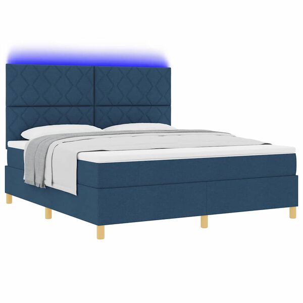 vidaXL Cama Box com colch&atilde;o com cabeceira Azul 180 x 200 cm tecido