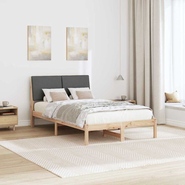 vidaXL Estrutura da cama castanho e cinzento-escuro 135 x 190 cm