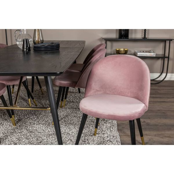 Venture Home Cadeiras jantar Velvet 2 pcs veludo preto/lat&atilde;o/rosa sujo