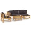 vidaXL 6 pcs conjunto lounge jardim bambu c/ almofad&otilde;es cinza-escuro