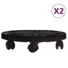 vidaXL Carrinhos de plantas c/ rodas 2 pcs di&acirc;metro 30 cm 170 kg preto
