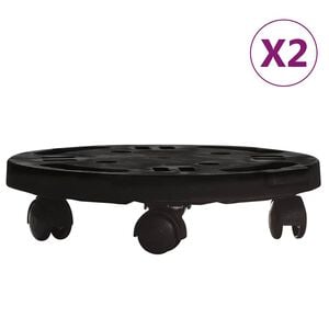 vidaXL Carrinhos de plantas c/ rodas 2 pcs di&acirc;metro 30 cm 170 kg preto
