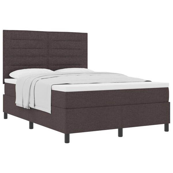 vidaXL Cama Box com colch&atilde;o Marrom Escuro 160 x 200 cm tecido