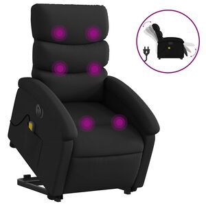 vidaXL Poltrona reclin&aacute;vel elevat&oacute;ria el&eacute;trica couro artificial preto