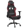 vidaXL Cadeira gaming massagem + apoio couro art. preto/vermelho tinto