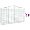 vidaXL Cestos gabião arqueados 3pcs 200x50x120/140cm ferro galvanizado