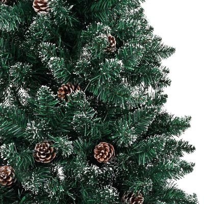vidaXL Árvore de Natal fina pré-iluminada com bolas 210 cm verde