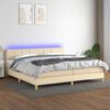 vidaXL Cama box spring c/ colch&atilde;o e LED 200x200 cm tecido cor creme