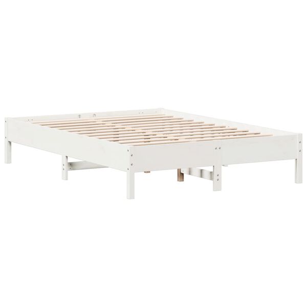 vidaXL Cama sem colch&atilde;o 120x200 cm madeira de pinho maci&ccedil;a branco
