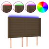 vidaXL Cabeceira de cama c/ luzes LED tecido 147x16x118/128cm castanho