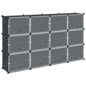 vidaXL Organizador de arruma&ccedil;&atilde;o com 12 cubos e portas PP preto