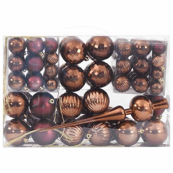 vidaXL Enfeites de Natal 98 pcs &Oslash;3/4/6 cm castanho