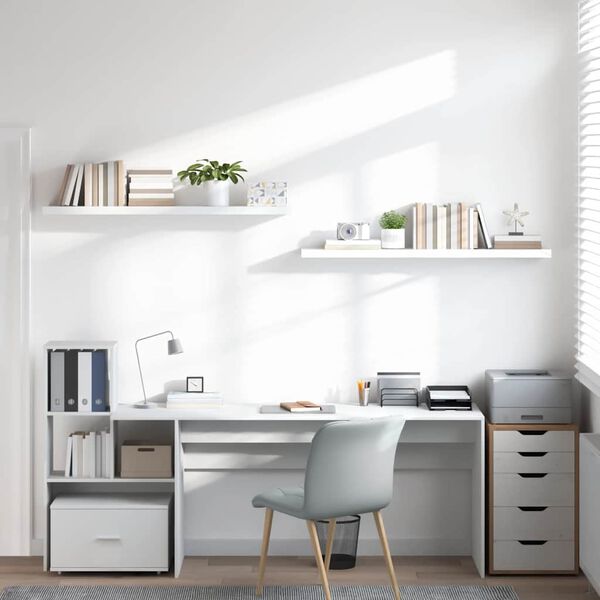 vidaXL Prateleiras de parede suspensas 2 pcs 120x23,5x3,8cm MDF branco