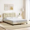 vidaXL Estrutura de cama sem colch&atilde;o Hvar 140x200 cm tecido cor creme
