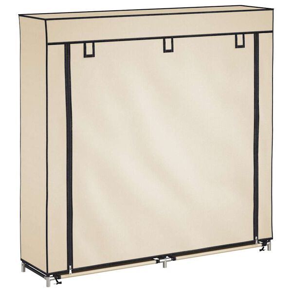 vidaXL Sapateira com cobertura 115x28x110 cm tecido cor creme
