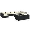 vidaXL 10 pcs conjunto lounge de jardim c/ almofad&otilde;es vime PE preto
