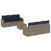 vidaXL Conjunto de sof&aacute; de jardim com 7 pe&ccedil;as e almofadas em rattan sint&eacute;tico cinza