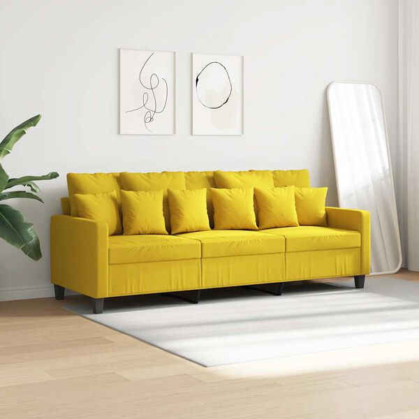 vidaXL Sof&aacute; de 3 lugares 180 cm tecido amarelo-claro
