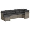 vidaXL 7 pcs conjunto sof&aacute;s p/ jardim c/ almofad&otilde;es vime PE cinzento
