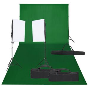 vidaXL Kit de est&uacute;dio fotogr&aacute;fico com conjunto de ilumina&ccedil;&atilde;o e fundo