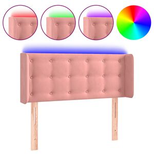 vidaXL Cabeceira de cama c/ luzes LED veludo 83x16x78/88 cm rosa