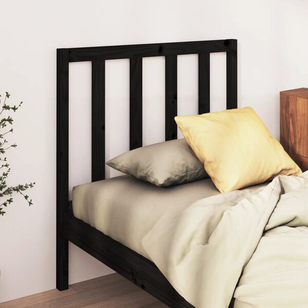 vidaXL Cabeceira de cama 106x4x100 cm pinho maci&ccedil;o preto