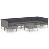vidaXL 8 pcs conjunto lounge de jardim c/ almofad&otilde;es vime PE cinzento