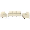 vidaXL 3 pcs conjunto sof&aacute;s c/ almofad&otilde;es couro artificial cor creme