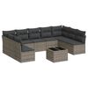 vidaXL 10 pcs conjunto sof&aacute;s de jardim c/ almofad&otilde;es vime PE cinzento