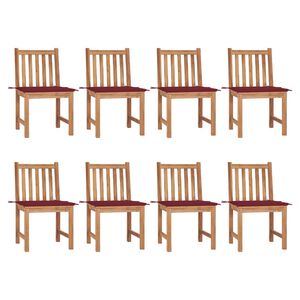 vidaXL Cadeiras de jardim 8 pcs c/ almofad&otilde;es madeira de teca maci&ccedil;a