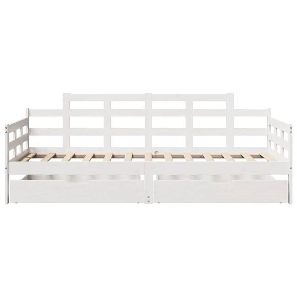 vidaXL Sof&aacute;-cama c/ gavetas 90x190 cm madeira de pinho maci&ccedil;a branco