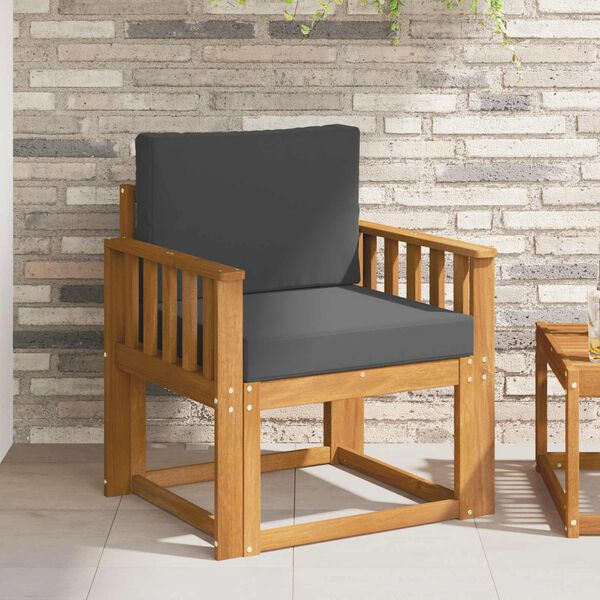 vidaXL Sof&aacute; exterior Madeira de Ac&aacute;cia maci&ccedil;a e Poli&eacute;ster Natural