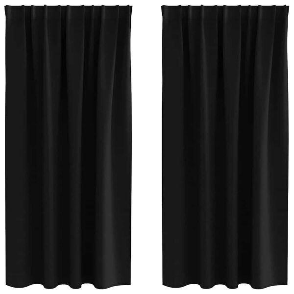 vidaXL Cortinas Blackout com Argolas 2 pcs Preto 175 x 140 cm