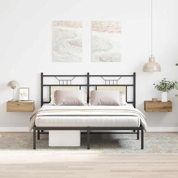 vidaXL Mesa cabeceira suspensa 2 pcs carvalho artesanal 40x32x15 cm